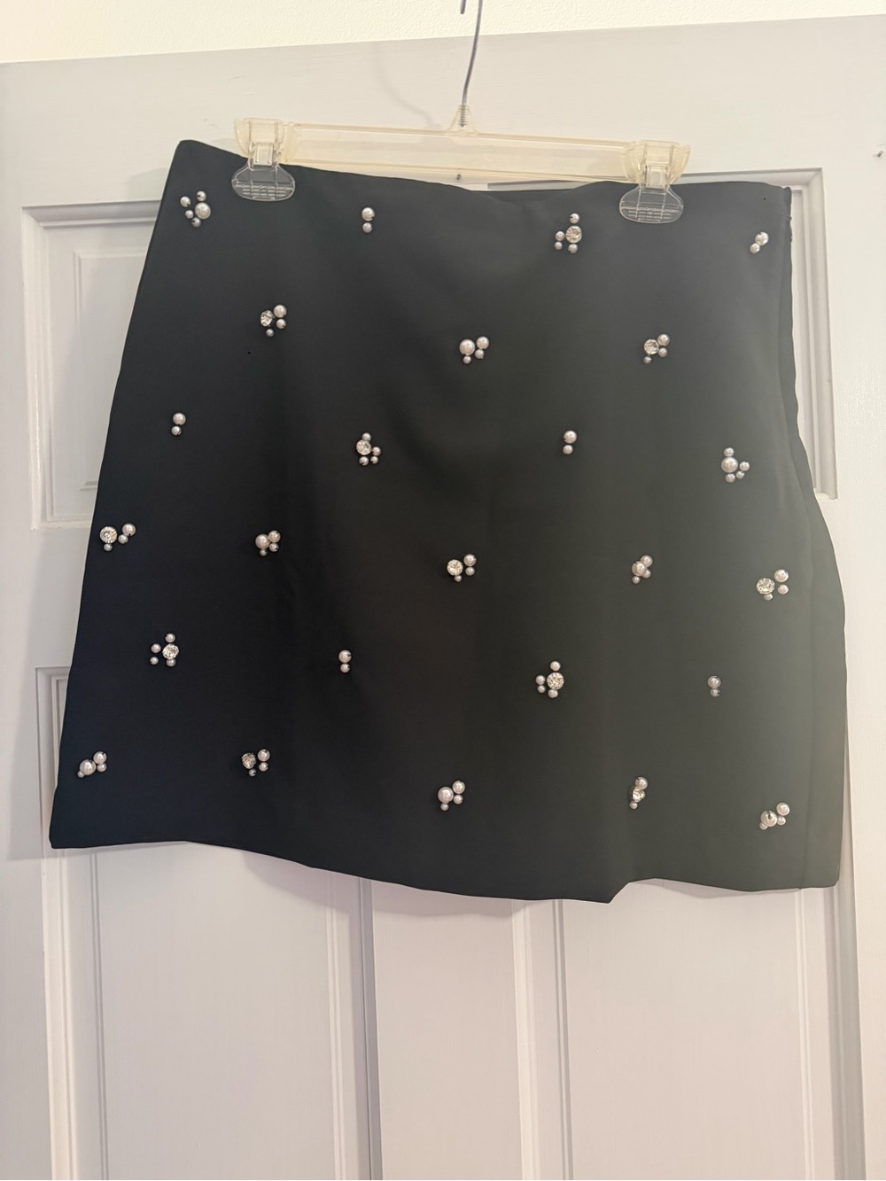 Ann Taylor Black Mini Skirt with Pearl Clusters